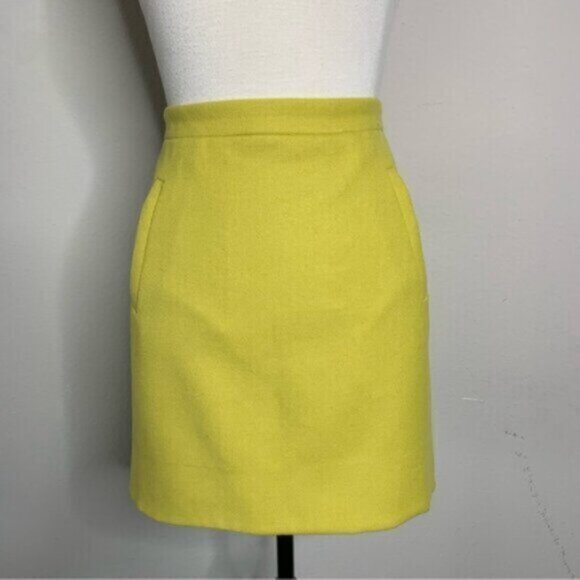 J. Crew Citron Yellow Zip Pocket Wool Mini Pencil Skirt - Picture 7 of 15